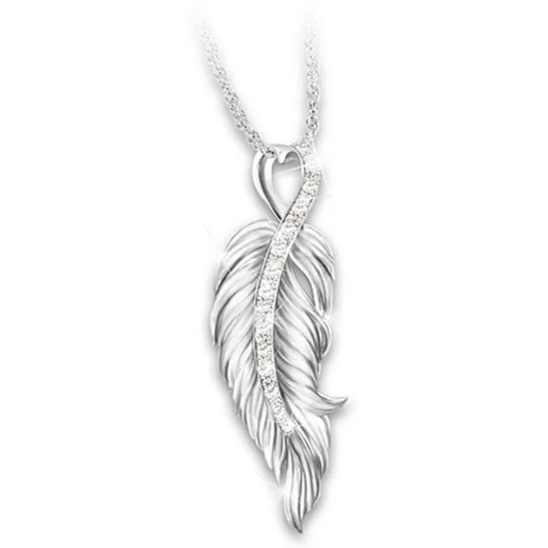 

Trendy Fashion Feather Shaped Women's Holiday Gifts Popular Pendants Jewelry Wholesale