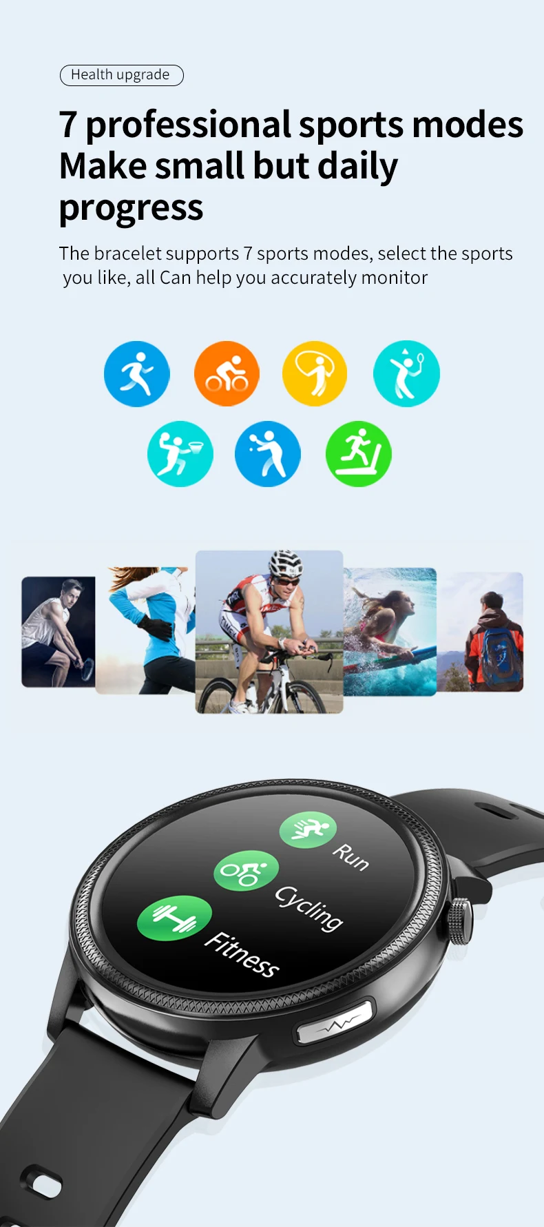 

24 hours Heart Rate Monitor ECG PPG Fitness Tracker smart watch 24 hours temperature weather calorie alarm clock for men women