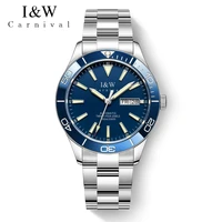carnival 100m diving seiko nh36 movement mechanical watch men stainless steel sapphire automatic wristwatch top brand luxury men