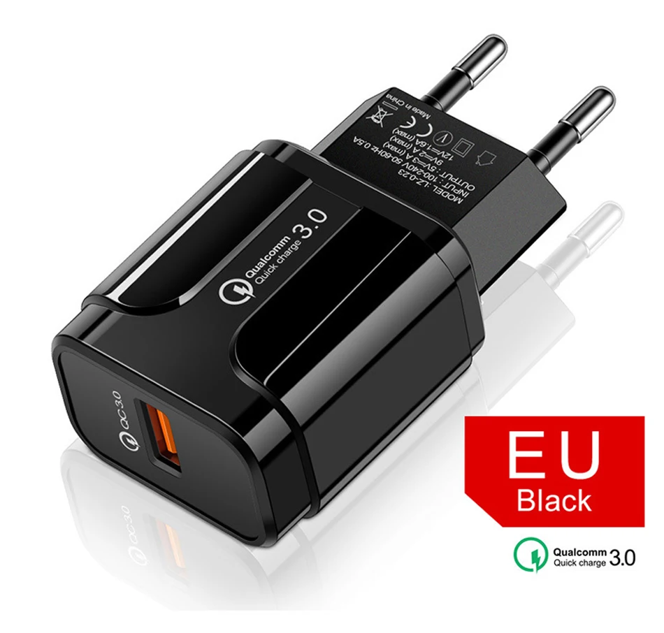 EU Black 1 Быстрое зарядное устройство 48 Вт 3,0 USB зарядное устройство для samsung A50 A30 iPhone 7 8 huawei P20 Tablet QC 3,0 быстрое настенное зарядное устройство США ЕС Великобритания разъем-адаптер - Тип штекера: EU Black 1