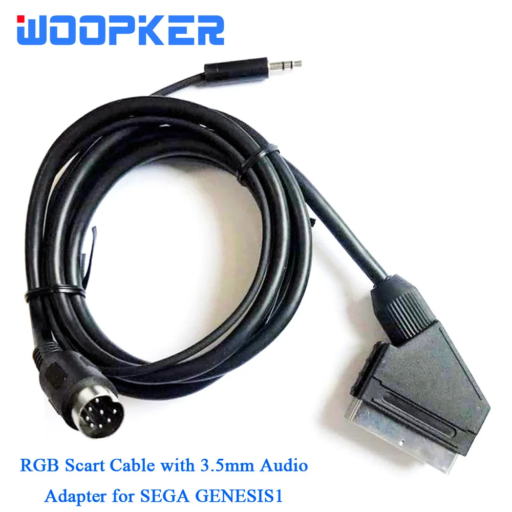 Кабель 1 8 м RGB Scart с аудиоадаптером 3 5 мм для Sega Genesis I TV Lead Connect Wire PAL 6 футов |