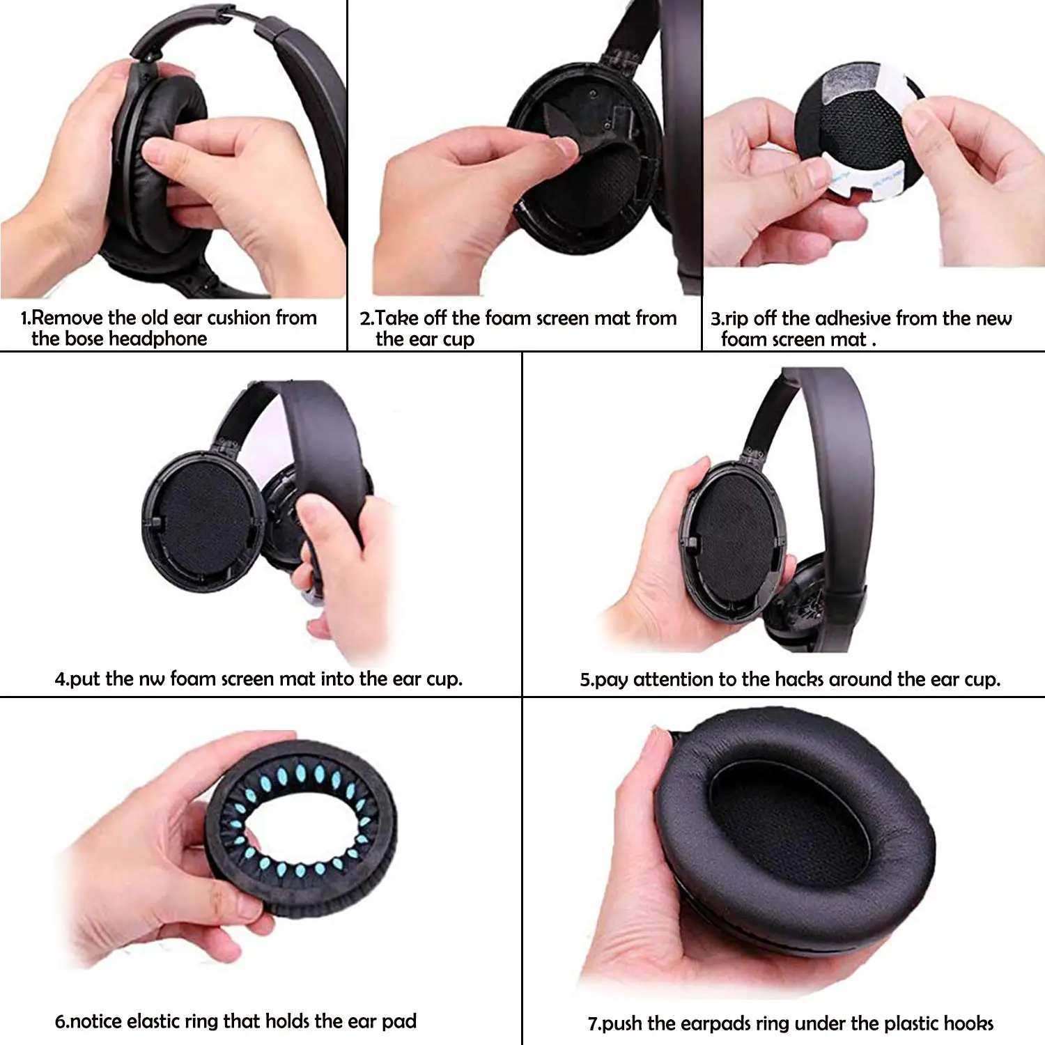 Сменные мягкие губчатые амбушюры для наушников BOSE QC2 QC25 QC35 QC15 AE2 SoundLink SoundTrue Around-Ear II