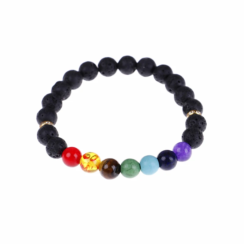

7 Chakra Healing Beaded Bracelet Natural Lava Stone Bracelet Jewelry Yoga beaded Vintage Jewelry Fashion Style
