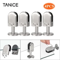 tanice 4pcs stainless steel 304 glass clip clamp support bracket flat back floor mount post for 8 12mm handrail glass pool fence