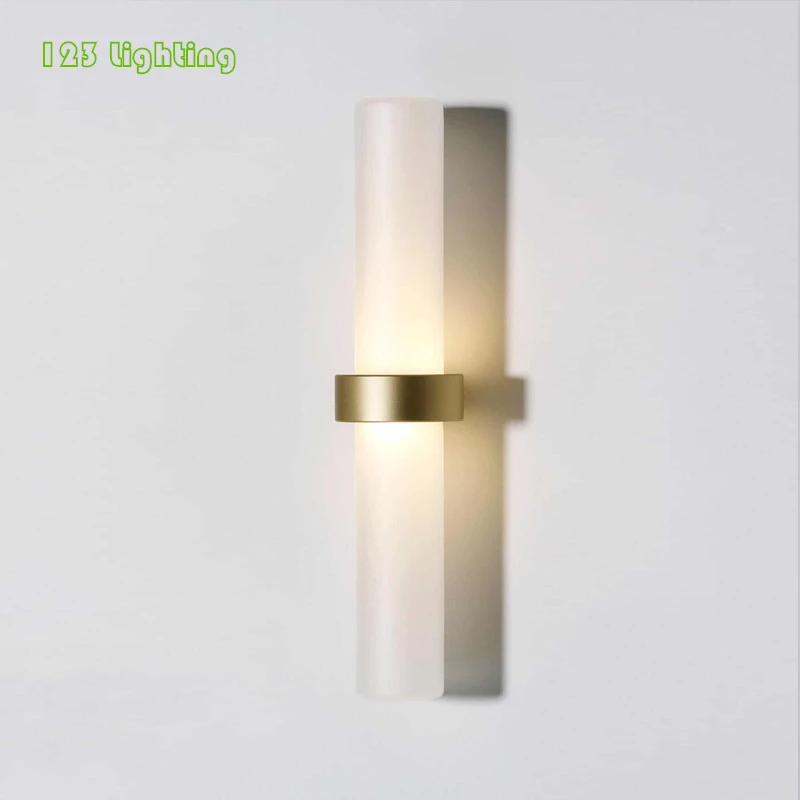 

Nordic White Glass Bedroom LED Wall light Living room Stair Wall Sconce Gold Metal Loft Light Fixtures Surface Mount 110-260V