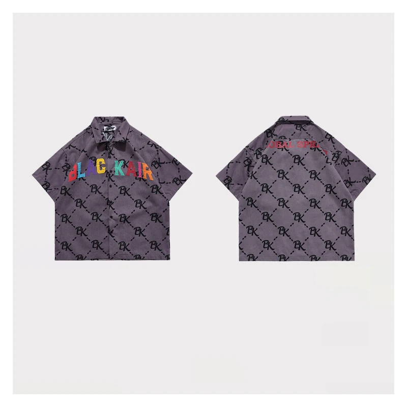 

Men Summer Shirts New Fashionable Retro Urban Leisure Oversized Button Up Shirt Printed Bandage Loose Couple T Shirt Men