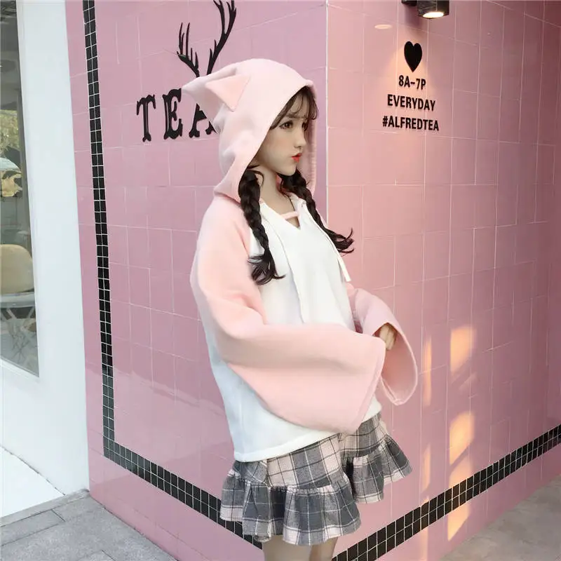

Cute Spring Women Hoodies Japanese Magical Girl Letter Print Harajuku Sweatshirt Winter Female Tops Shirts Loose Kawaii Outwear