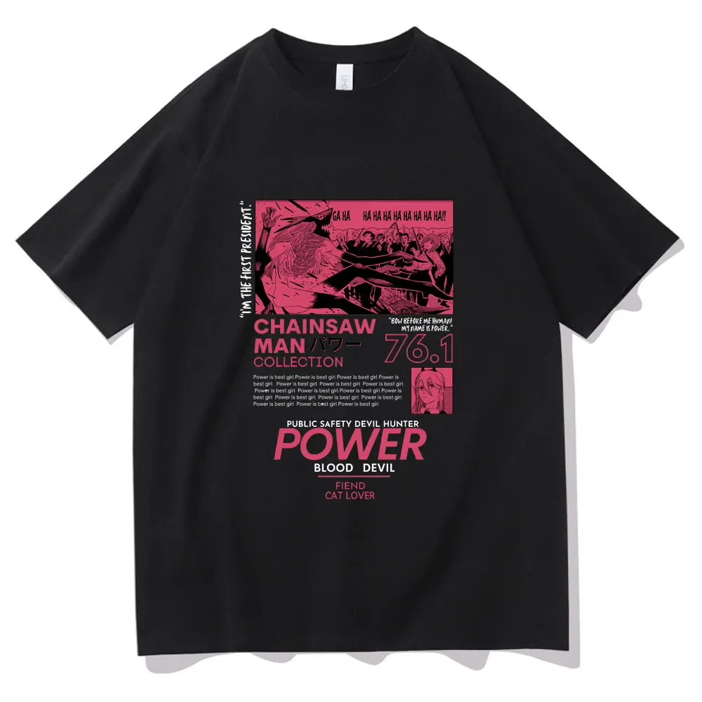 

Japan Manga Anime Chainsaw Man Tshirt Anime Power Pattern Short Sleeve Tee Men Women Unisex Oversized Hip Hop Streetwear Tops