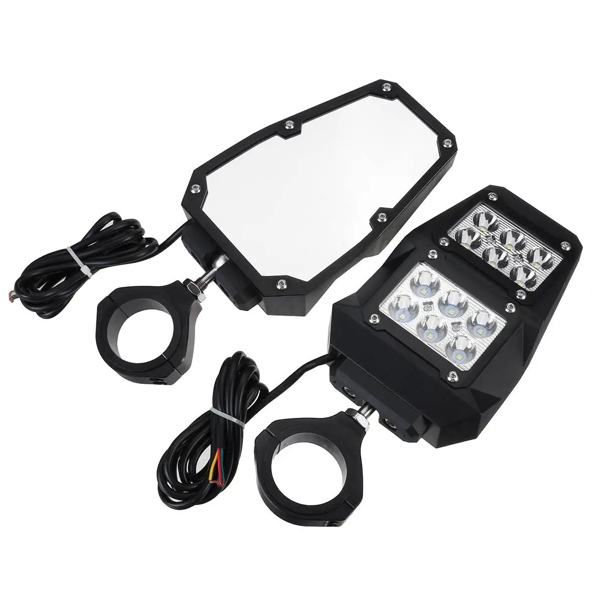 

2pcs UTV Rear View Side Mirrors For Polaris RZR Ranger for Arctic Cat Wildcat With LED Spot Light for RZR Mirror Break Away