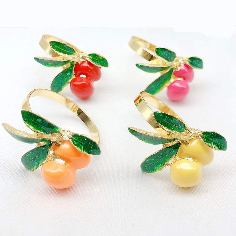 

10pcs/lot Hot Sale Creative Napkin Ring Metal Fruit Napkin Buckle Napkin Holder Christmas Wedding Party Desktop Decoration
