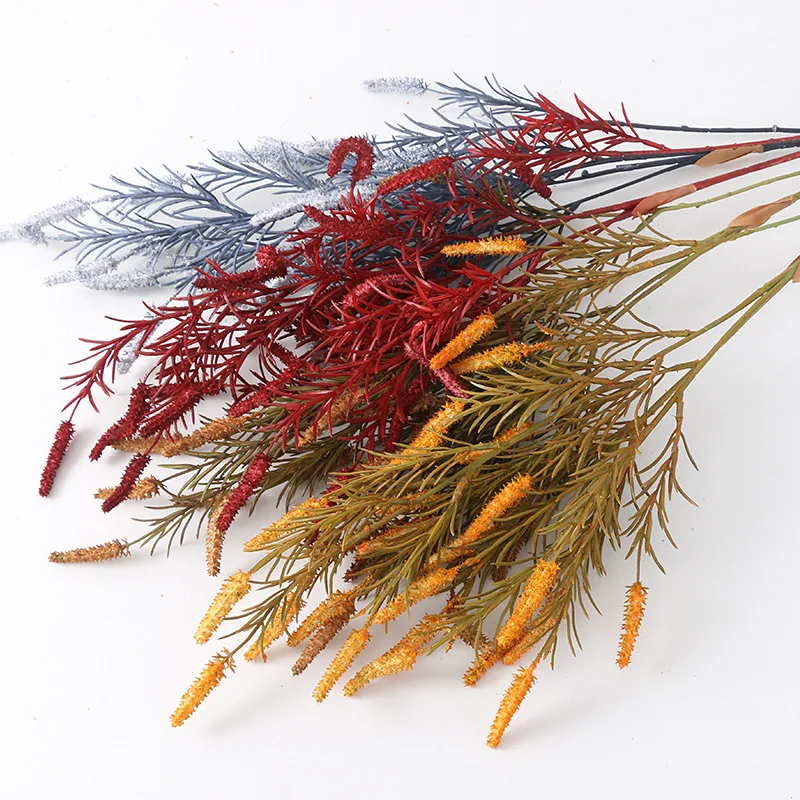 

3Pcs Artificial Plastic Sage Plants Autumn Wedding Road Lead Decoration Props Fake Flowers Home Living Room Display Fake Plants