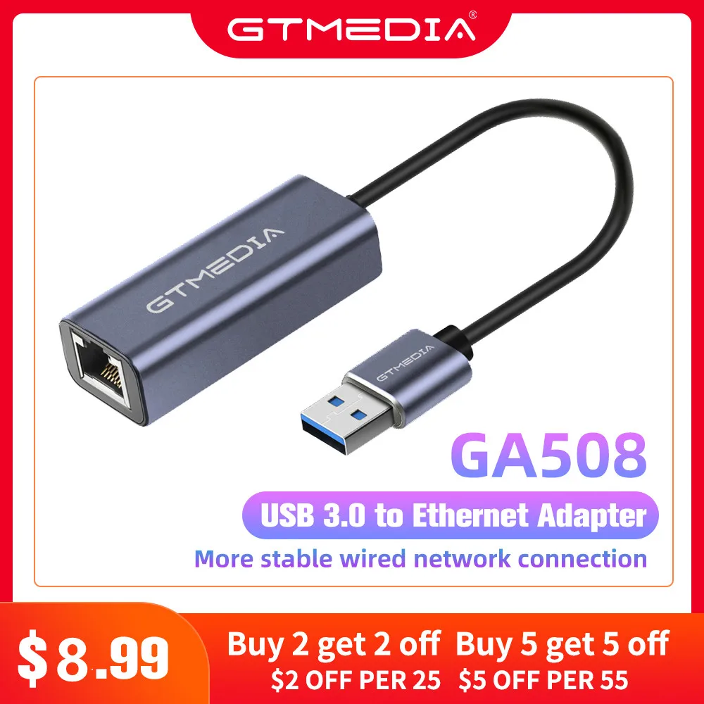 Адаптер GTMEDIA USB Ethernet 3 0 к RJ45 10/100 Мбит/с| |
