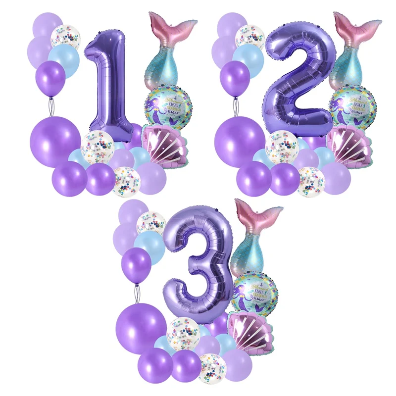 Маленькая Русалочка украшения для дня рождения детский шар с номером Детские