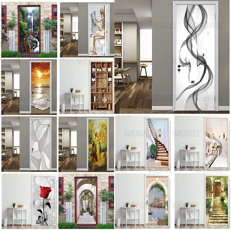 

3D Stereo Butterfly Door Stickers For Living Room Bedroom Renew Decal Self-adhesive Removable Wine Cabinet Home Decor Wallpaper