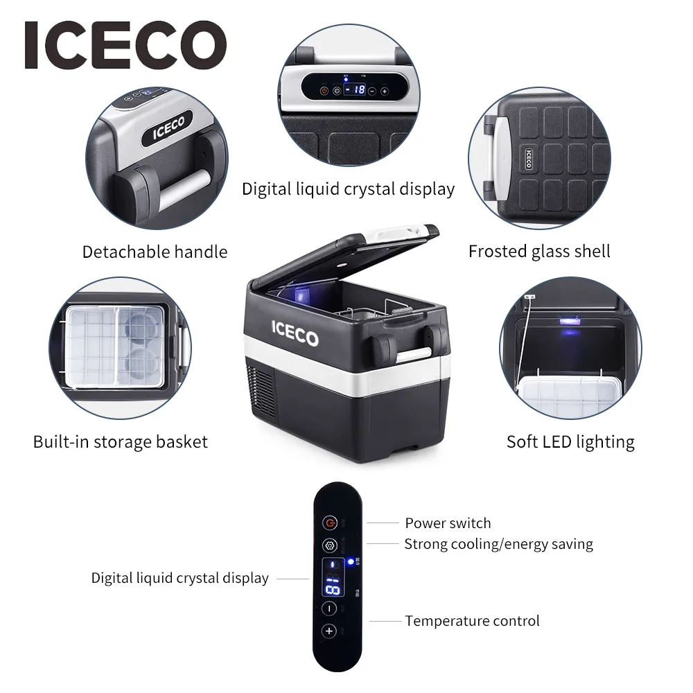 ICECO JP40 портативный холодильник Портативный морозильник 12 в холодильник, 40 литров компактный холодильник с компрессором Secop, для автомобиля и домашнего использования, 0℉~ 50℉
