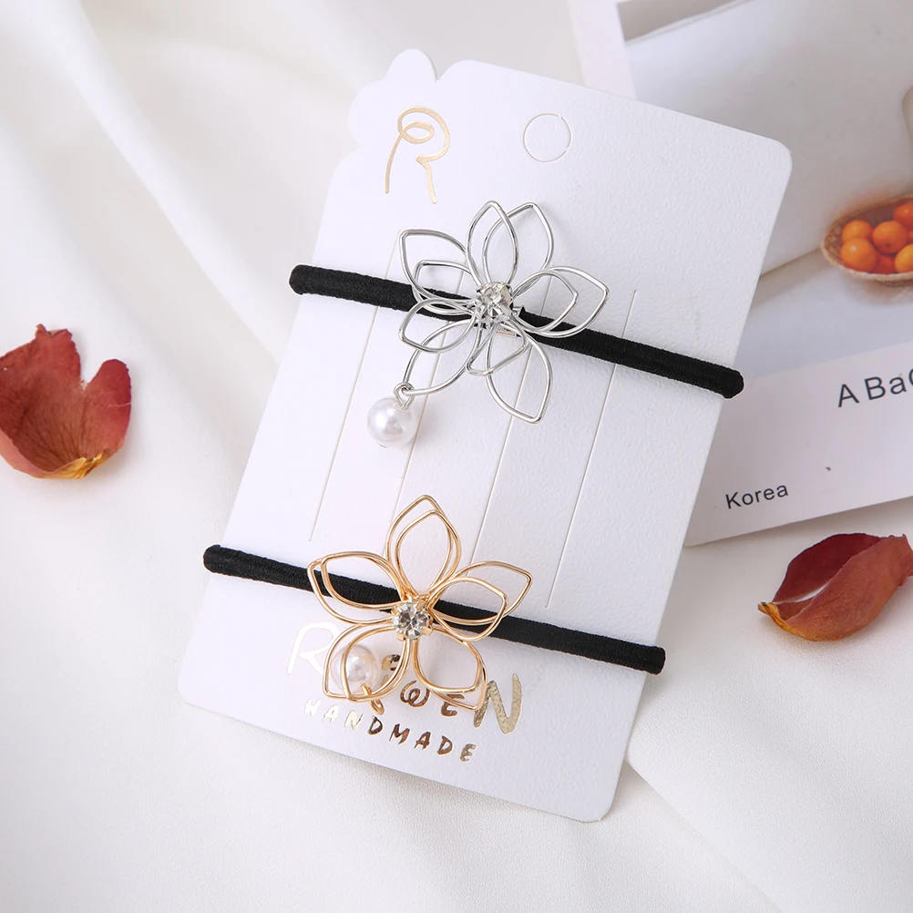 M MISM, новинка, Цветочные Стразы, жемчуг, кристалл, резинка для волос, аксессуары для волос, резинка для волос, резинка для волос для женщин, девушек, резинка для волос - Цвет: 2PCS-C