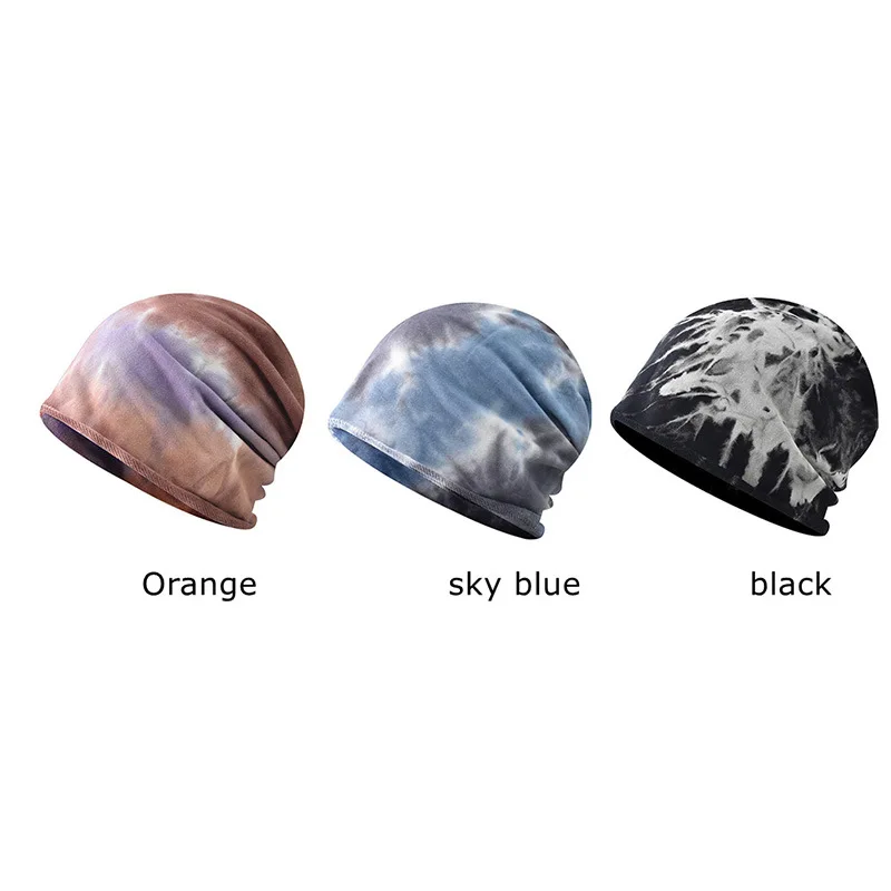 

2021 Unisex Men Women Tie Dye Skullies Thin Beanies Hedging Cap Knit Knitted Cotton Single Layer Fabric Caps Casual Bonnet Hat