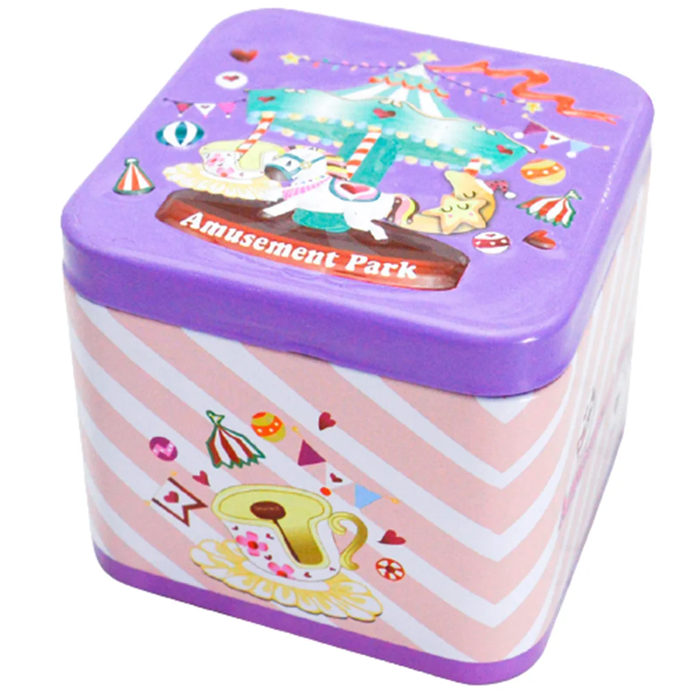 

1pcs Exquisite 3D Cartoon Square Tin Box Biscuit /Tea leaf Sundries Container Case Metal Wholesale Child Gift Box 7.5x7.5x6.5cm