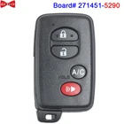 KEYECU для Toyota Prius 2010 2011 2012 2013 2014 2015, умный БЕСКЛЮЧЕВОЙ дистанционный ключ 271451-5290 HYQ14ACX 89904-47150