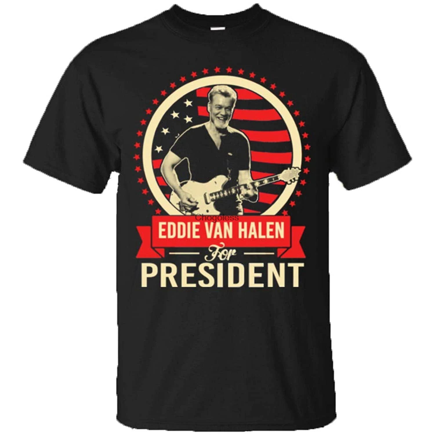 

Eddie Van Halen for President Men's Black TShirt Tees Tshirt Designs Graphic Plus Size Tees Cute Funny Cool TShirt