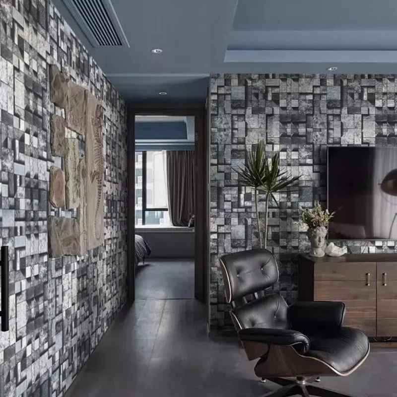 Винтажная кирпичная настенная бумага 3D Домашний Декор Ретро серый синий