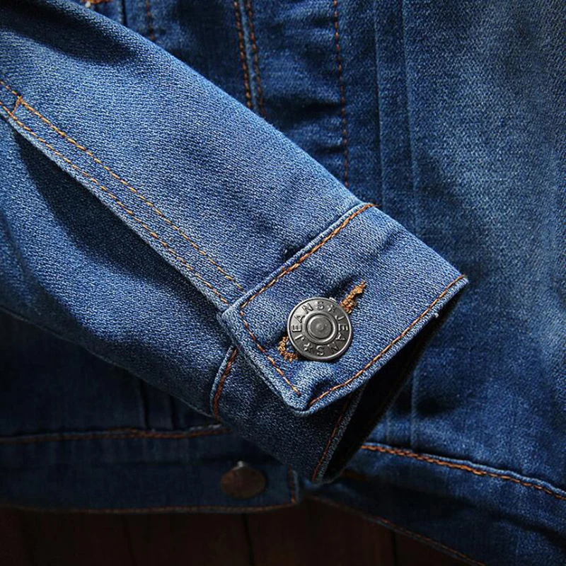 

Men's Autumn And Winter New Size Coat Denim Jacket Lapel Pocket Patch Coat