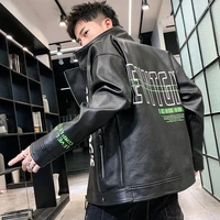 fashion 2022 autumn casual mens pu leather jackets streetwear top motorcycle faux leather coat spring youth windbreaker clothes