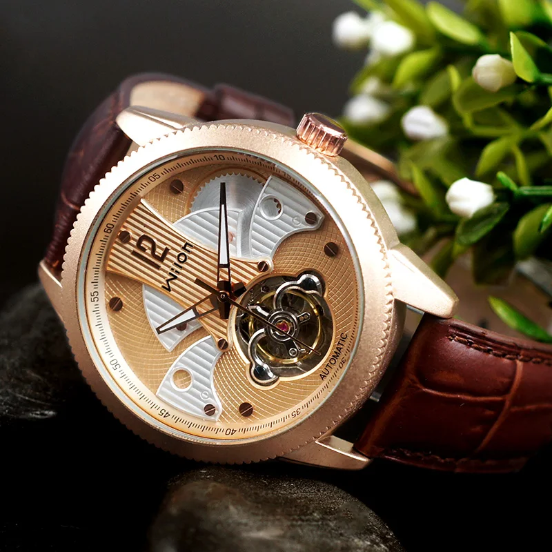 

Mechanical Watch Self Winding Mens Watch Automatic Hollow Tourbillon Business Waterproof Watch Relojes Para Hombre New 2021