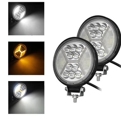 2PCS yellow Round GZKAFOLEE 120 Вт 4x4 светодиодный световой бар точечный прожектор комбинированные внедорожные светодиодные фары для внедорожника грузовик трактор ATV 24 В светодиодный бар 12 в рабочий свет - Цвет: 2PCS yellow Round