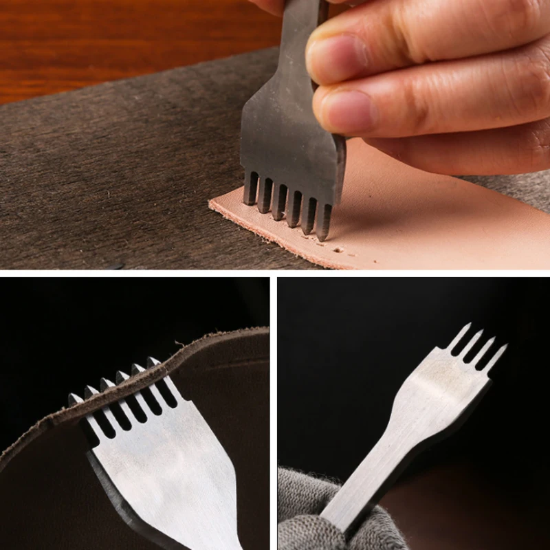

3MMLeather Punch 1/2/4/6Spacing Hole 4Pcs/ Set Leather Craft Tool Set Stainless Steel Chisel Graving Stitching Punch Tools Kit