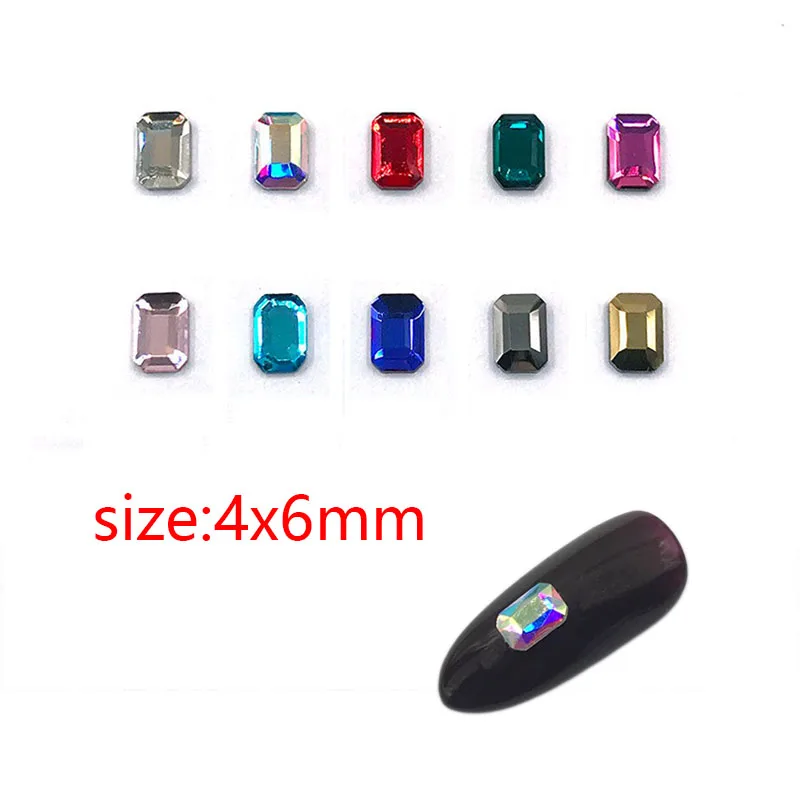 30/100 шт Nail Art Стразы 4x6 мм Re восьмиугольная головистой формы Стекло с украшением в