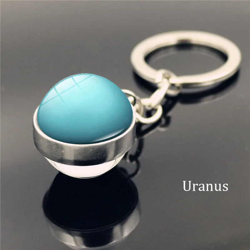 Uranus Брелок для ключей с солнечной системой планета галактика Туманность космический брелок луна земля солнце Марс художественное изображение двусторонний стеклянный шар автомобильный брелок - Цвет: Uranus