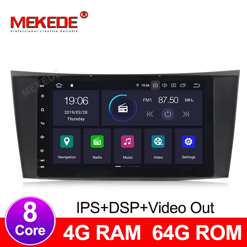 MEKEDE IPS экран DSP Android 9 0 4 + 64G Автомобильный dvd плеер для Mercedes Benz E Class W211 E200 E220 E300 E350 Wifi