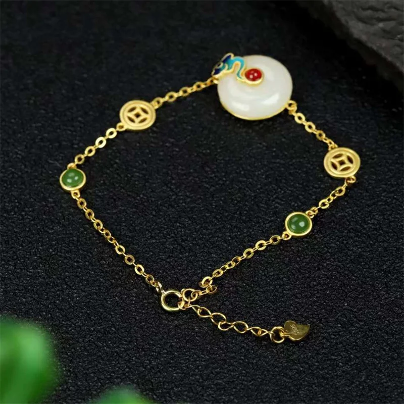 

Горячая Распродажа, натуральный телефон, Gufajin, белый нефритовый браслет с пряжкой Pingan, модные ювелирные изделия, аксессуары для женщин, подарки