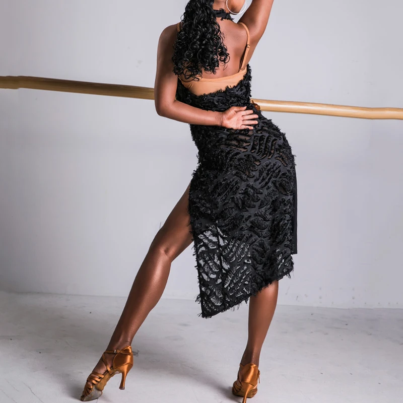 Платье для латиноамериканских танцев женская сексуальная одежда танго сальсы ча