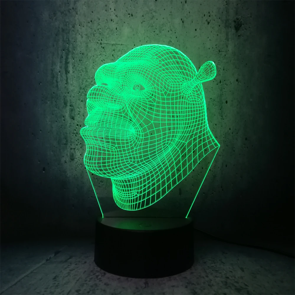 Shrek 3D сенсорный USB визуальная Светодиодная лампа ночник светильник Новинка ing