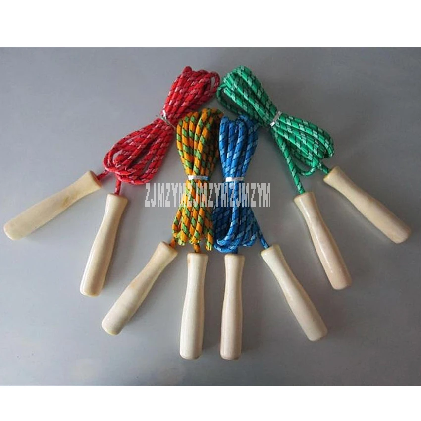 100PCS/Lot  Wooden Handle Adult Kids Skipping Ropes Sport Student fitness slimming rope skipping 2 meters 5 rope skipping