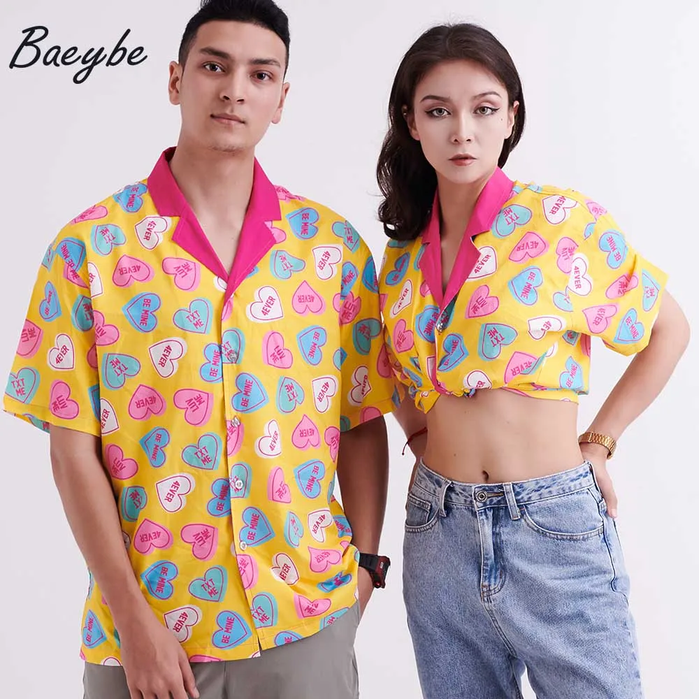

Fashion Male&Female Single Breasted Smart Casual Shirt Turn-Down Collar Shirts Regular Short Sleeve For Couple Beach Chemise