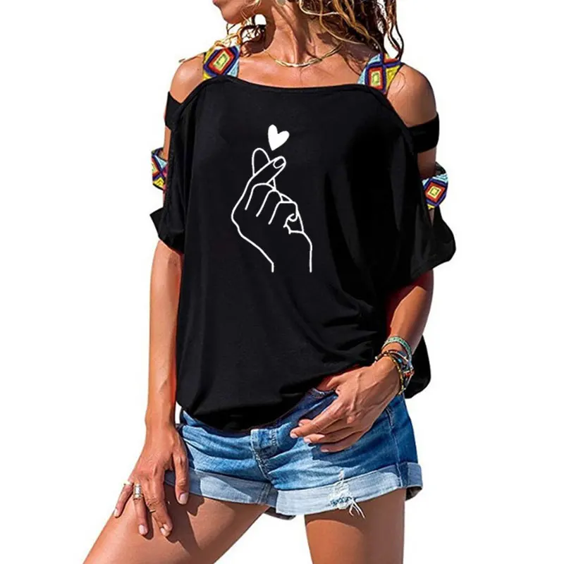 Новое поступление женская футболка с графическим принтом Love веселые летние топы
