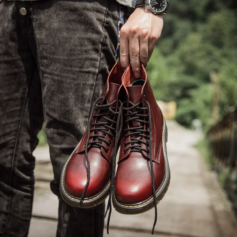 Ботильоны мужские из натуральной кожи модные мотоциклетные ботинки уличная