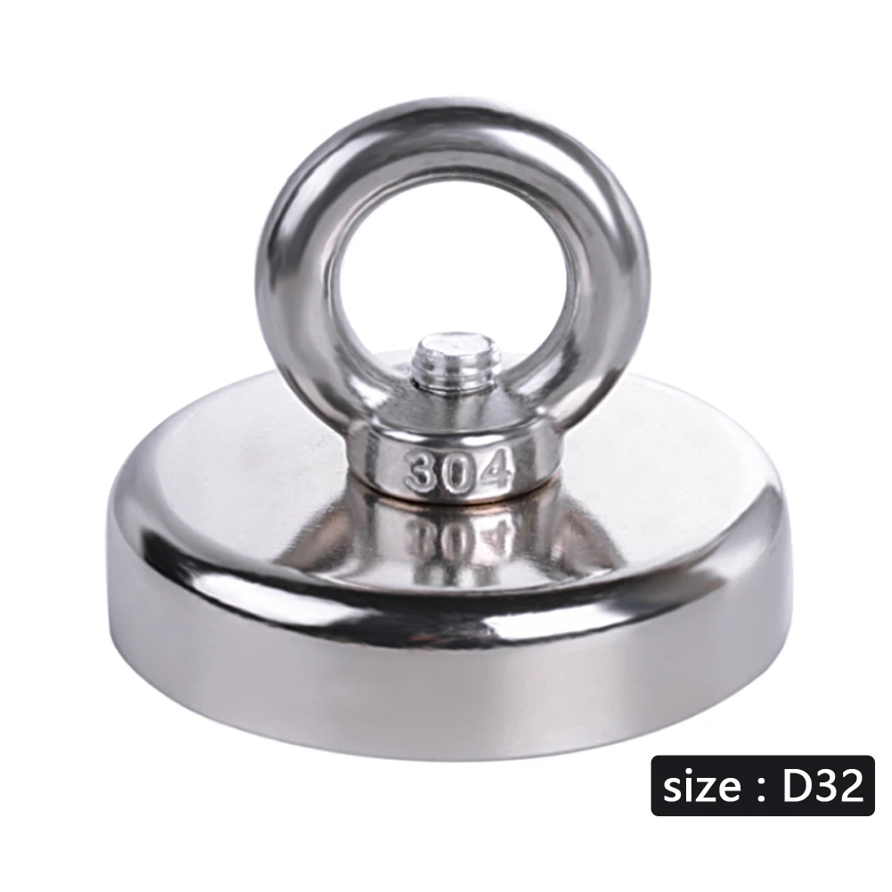 D32mm D20mm-D60mm Magnet Neodymium Magnet Round Thick Eyebolt Treasure Hunt Magnets Permanent Magnetic Fishing Rare Magnet - Цвет: D32mm