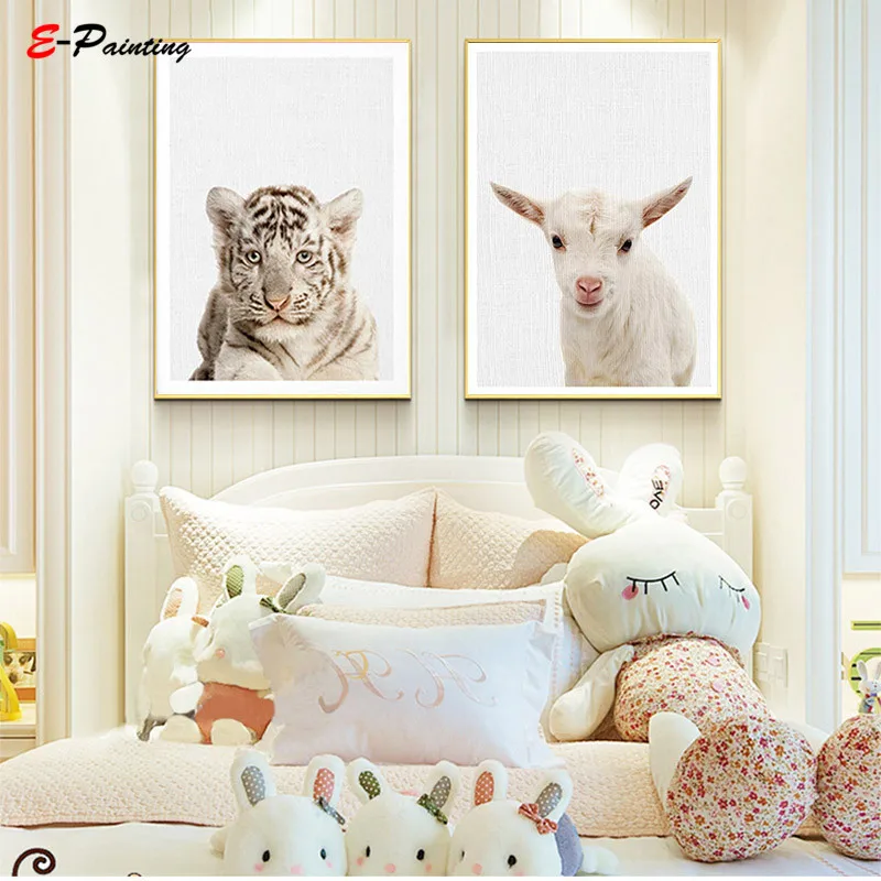 Современная Картина на холсте с изображением тигра декор для детской комнаты