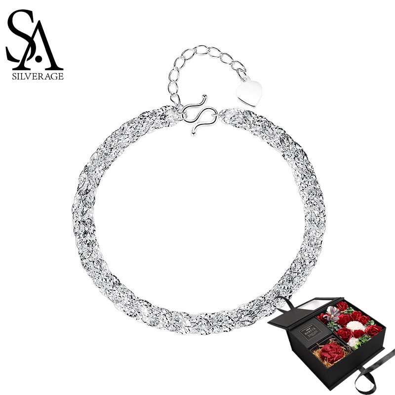 

SA SILVERAGE Ins Design Sparkling High-level Girls Silver Gift Send Your Girlfriend 925 Sterling Silver Bracelet Female Galaxy