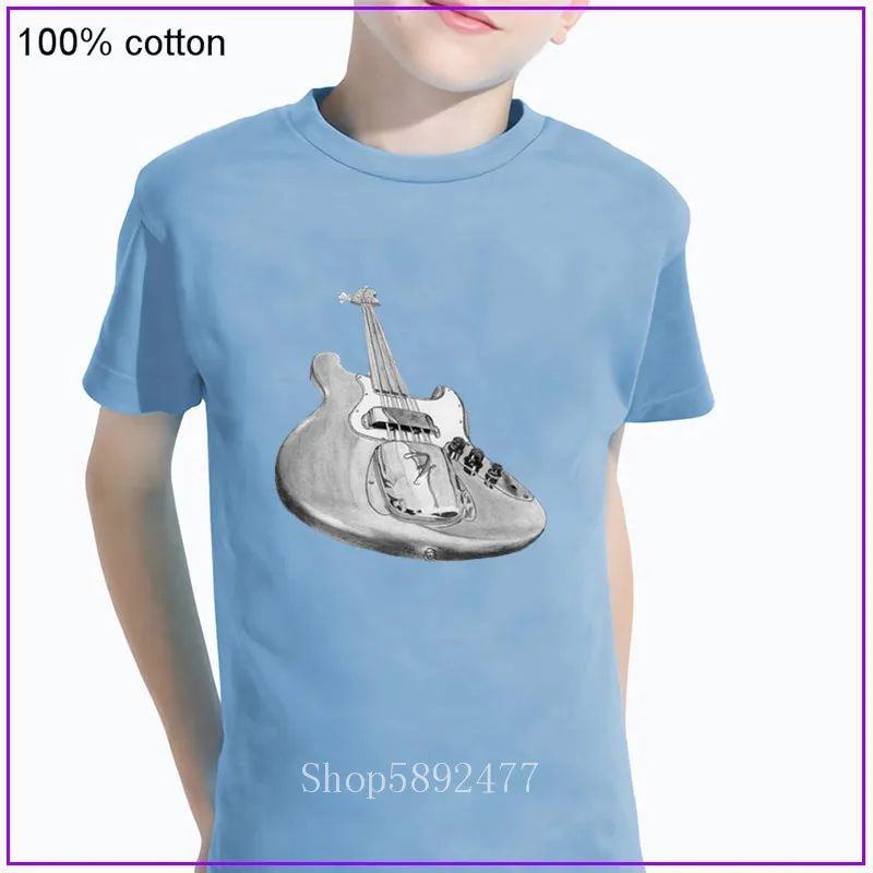 Новая летняя брендовая футболка для девочек с принтом бас-гитара модель 2020 года