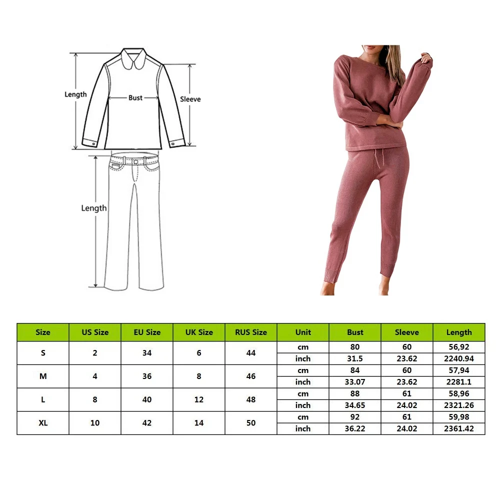 

Knitted Sweater 2 Piece Set Women Long Sleeve Tops And Long Pant Sexy Autumn Women Suits Two Piece Set Outfits