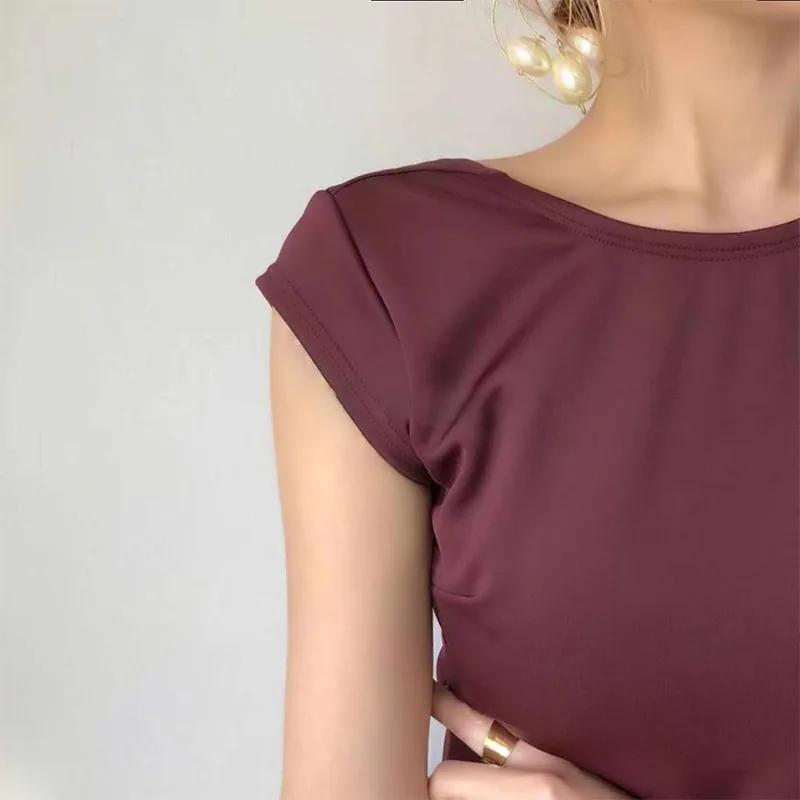 

Swimming Suit For Women Swimsuit Girls Female Fused Women's One-Piece New Solid Color Suits Sexy Backless Falbala Swim Wear