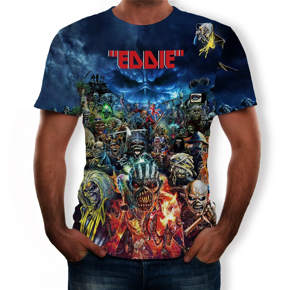 

New skull T-shirt fashion 3D printing short-sleeved men and women heavy metal death Harajuku style t-shirt street casual clothin