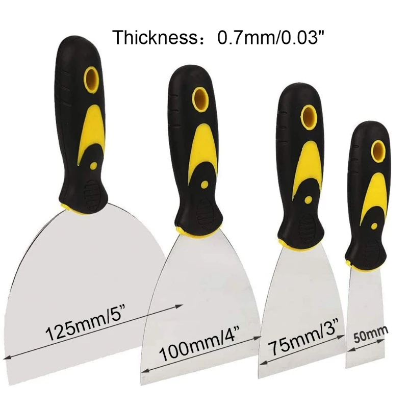

4pcs 50/75/100/125mm Putty Knife Scraper Blade Shovel with Plastic Handle Palette Knife Scratches for Removing Rustproof