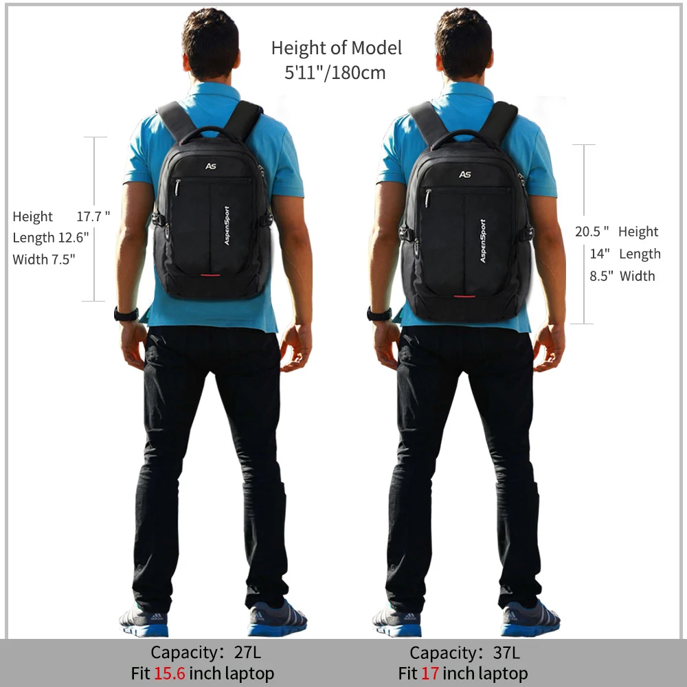 

AspenSport Laptop Backpack Men Fit 17 Inch Notebook Durable School Bag Water Repellent Travel Backpack