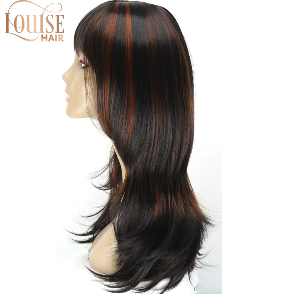 Louise Synethic  16 Inches Long Synthetic Natural Wave Brown And Black Hair Wigs  Hair Wigs for Black Women